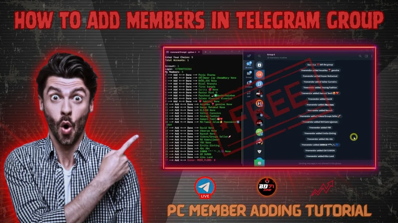 Telegram Free Member Adder Script For PC 2026 | Auto Add Members in Telegram Group 🚀